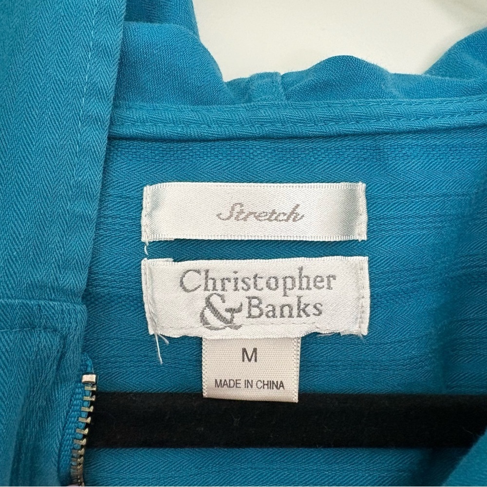 Christopher & Banks Women’s Turquoise Stretch Light Zip Up Jacket - Picture 4 of 7